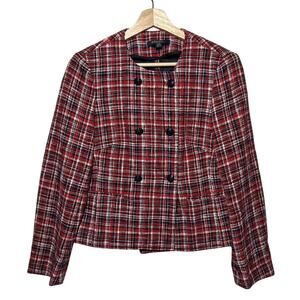 Brooks Brothers Tweed Double Breasted Plaid Blazer Jacket Size 10P Preppy Career